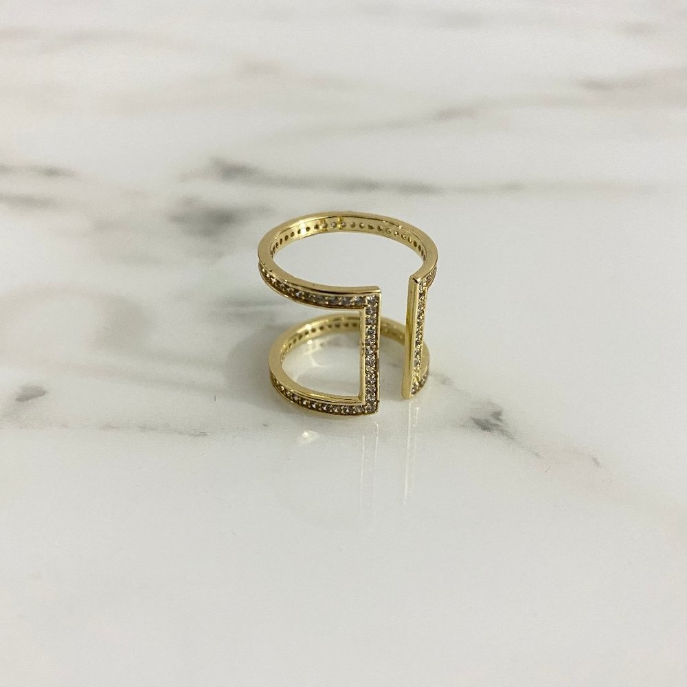 Melanie Auld Gold Adjustable Pave Ring